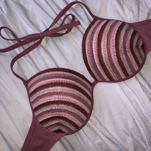 Shade & Shore pink crochet push up bikini top!!